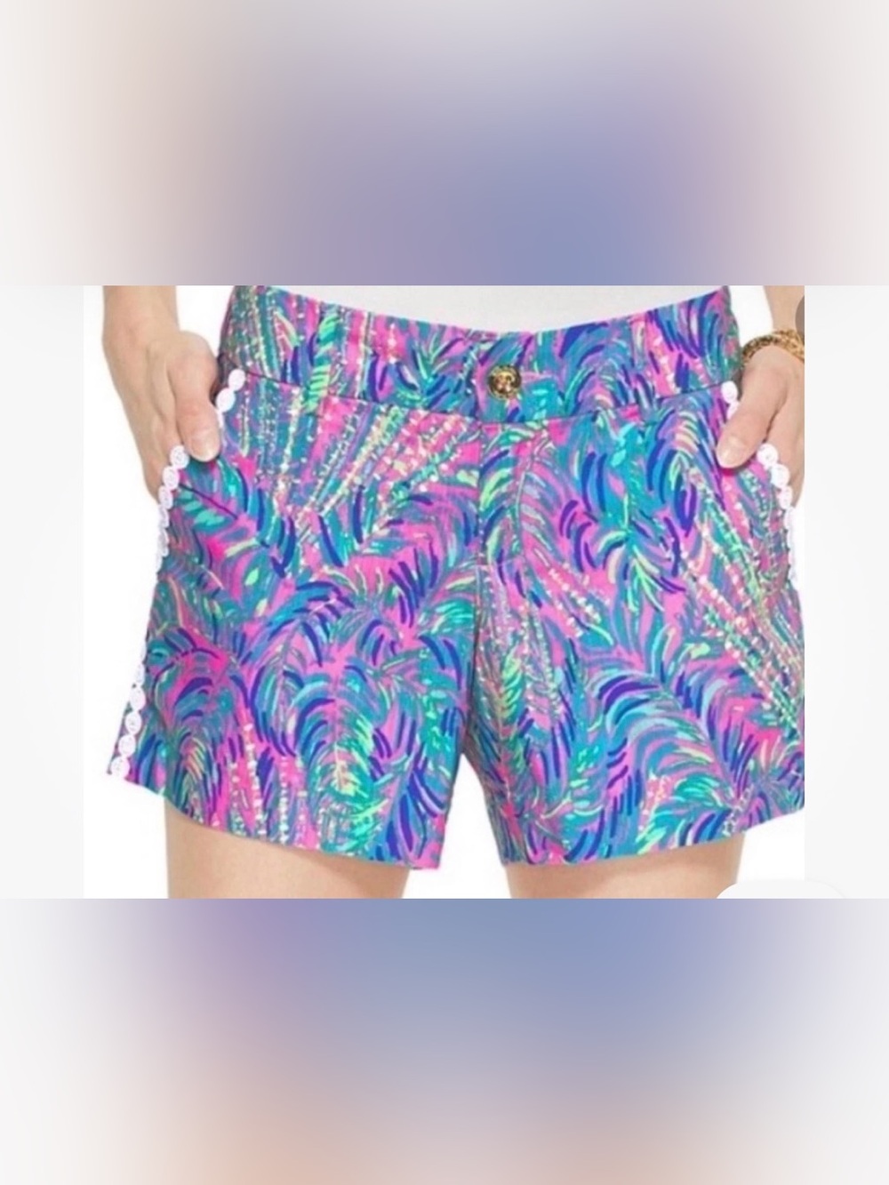 Lilly Pulitzer Pastel Tie-Dye Shorts with Gold Logo